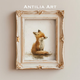 Poster Vintage Fox Painting Woodland Animal