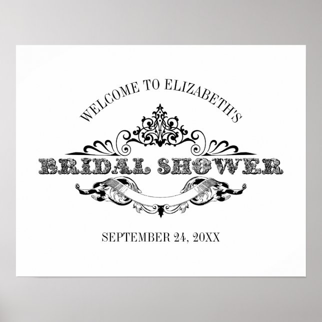 Poster Vintage Frame Bridal Shower Welcome (Frente)