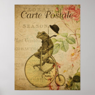 Poster Vintage França Cartão-Postal Sapo Circular Bicicle