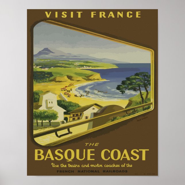 Poster Vintage France Basque Viagem (Frente)