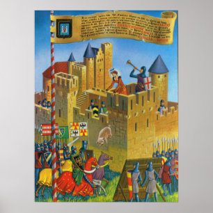Póster Vintage France, Carassonne medieval