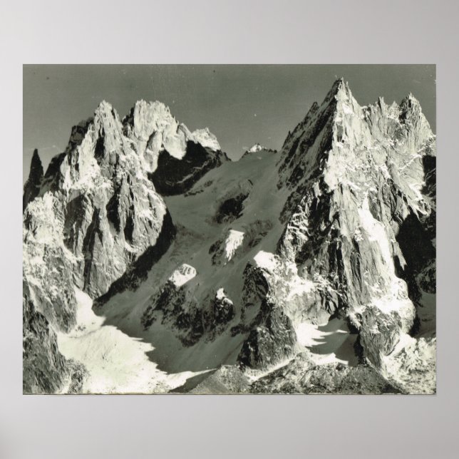 Póster Vintage France, Chamonix Mont Blanc, montanha supe (Frente)