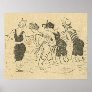 Póster Vintage France da réplica, divertimento na praia