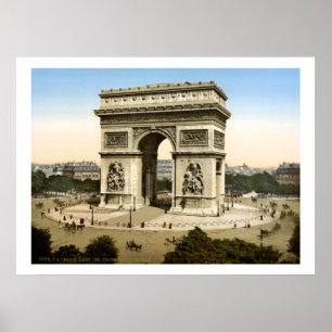 Póster Vintage France, monumento Paris de Arco do Triunfo