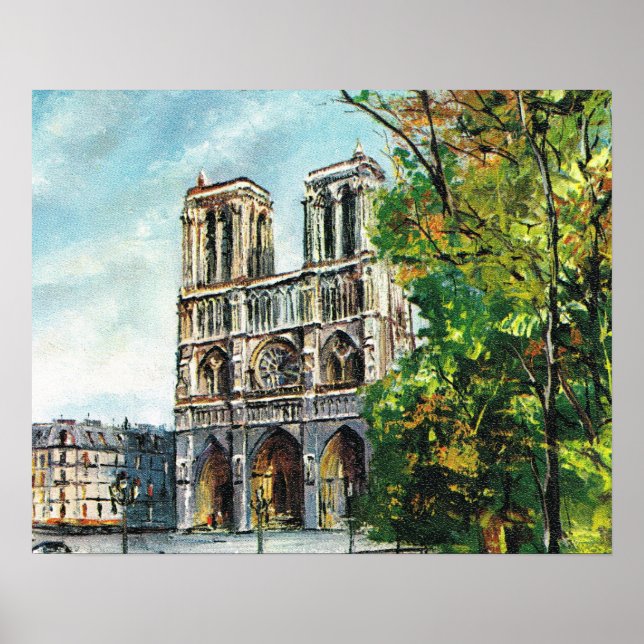 Póster VIntage France, Paris, Notre Dame (Frente)