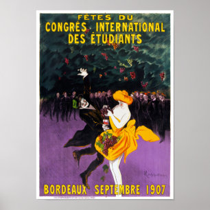 Poster vintage francês 1907 restaurado