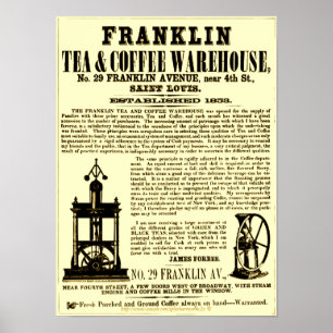 Póster "Vintage Franklin Tea & Coffee Broadside 1853"