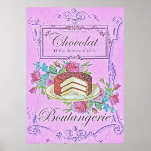 Poster Vintage French Bakery Chocolate Cake Adverte