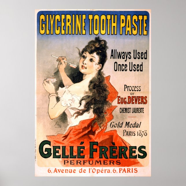 Póster Vintage French Glycerin Tooth Paste Advertiment (Frente)
