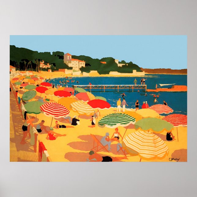 Póster Vintage French Riviera Beach (Frente)