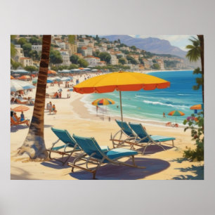 Poster Vintage French Riviera Beach