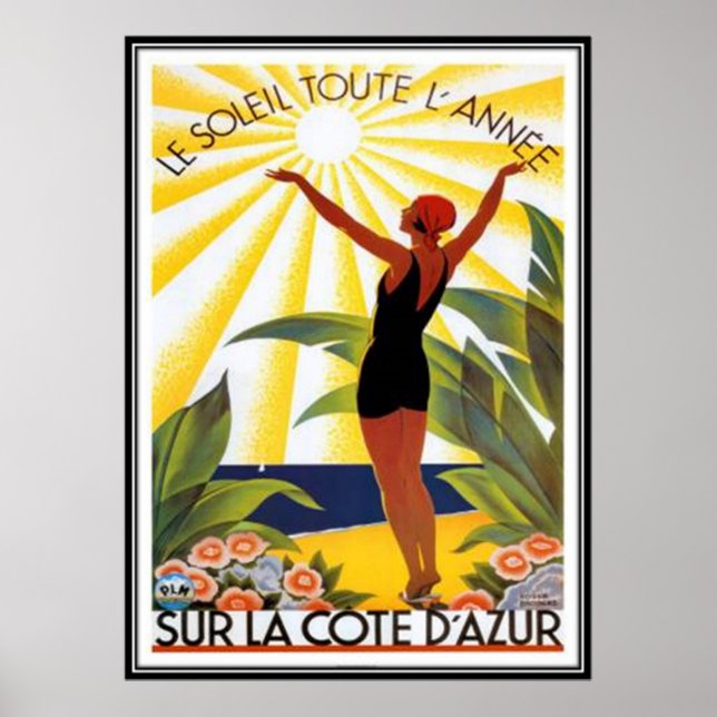 Póster Vintage French Riviera, França - (Frente)