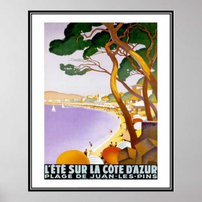 Póster Vintage French Riviera, França - (Frente)