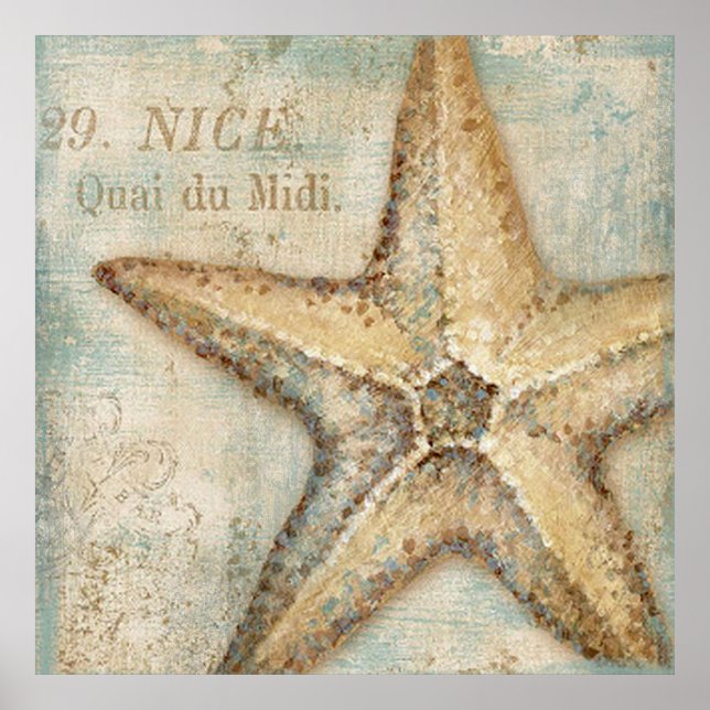 Póster Vintage French Starfish Art (Frente)