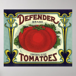 Póster Vintage Fruta Crate Label Art, Defender Tomates
