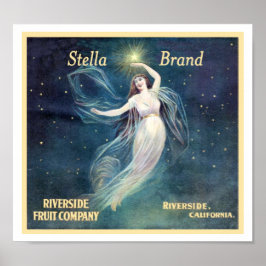 Poster Vintage Fruta Label Art Woman California