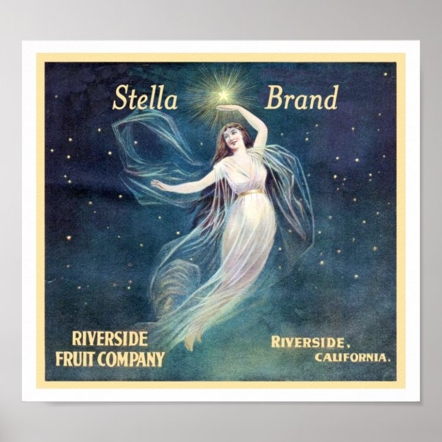 Poster Vintage Fruta Label Art Woman California (Frente)