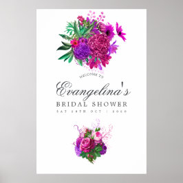 Poster Vintage Fuchsia e Chá de panela Roxo Boas-vindas