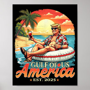 Poster Vintage Funny Trump Mostra o Golfo da América Trum