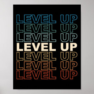 Poster Vintage Gamer Level Up Video Game Lover Retro Gami