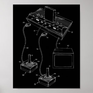 Poster Vintage Gaming Diagrama - Video Game Joystick Cont