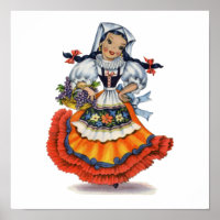 Vintage, garota espanhola, vestido tradicional