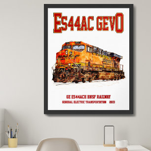 Poster Vintage GE ES44AC GEVO Locomotive Diesel