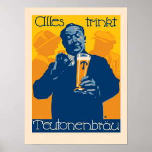 Poster Vintage German Beer Advertisement