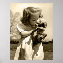 Poster Vintage Girl Beija Puppy