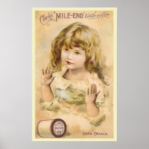 Poster Vintage Girl Cotton Thread Anúncio