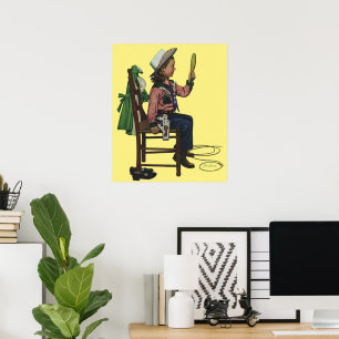 Póster Vintage Girl Cowgirl parece um espelho Ela é tão