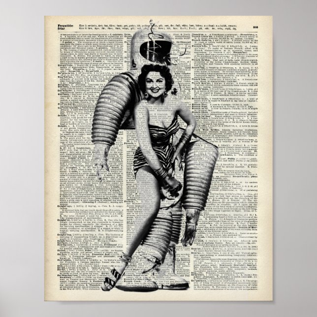 Póster Vintage Girl in astronaut (Frente)