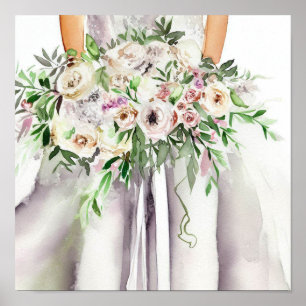 Poster Vintage Glam, Bridal Cascading Buquê 2,