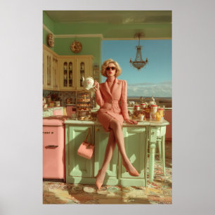 Poster Vintage Glam na cozinha