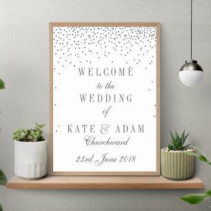 Poster Vintage Glam Silver Confetti - Sinal de Boas-vinda