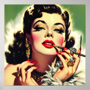 Poster Vintage Glamor Girl dos anos 50