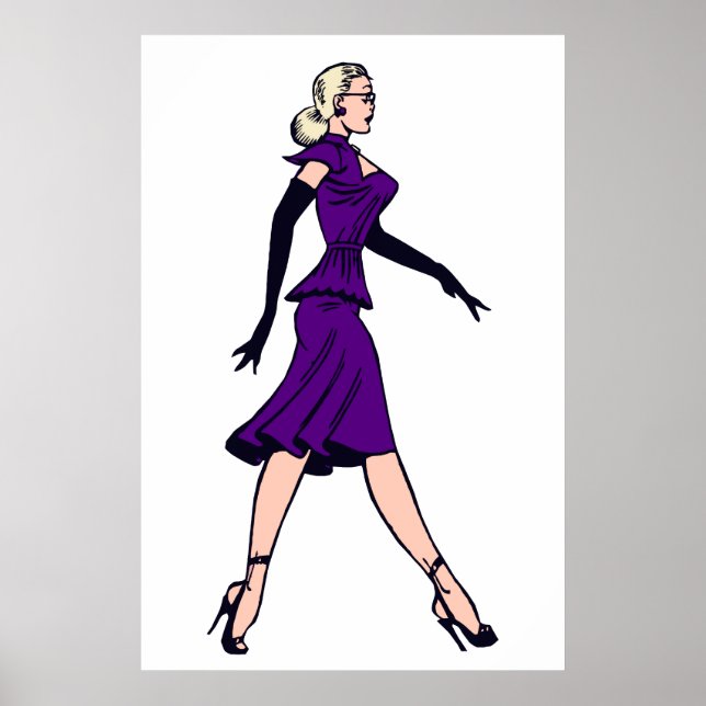 Poster Vintage Glamor Girl, Retro Blonar Secretary (Frente)