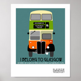 Poster Vintage Glasgow Double Decker bus Pop Art