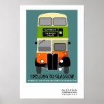 Poster Vintage Glasgow Double Decker bus Pop Art<br><div class="desc">Vintage Glasgow Double Decker bus Pop Art Poster</div>