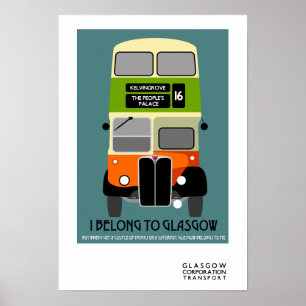 Poster Vintage Glasgow Double Decker bus Pop Art