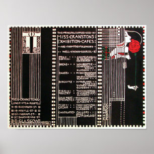 Poster Vintage Glasgow School Menu por M. Mackintosh