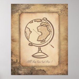 Poster Vintage Globe. Presente do professor de Geografia