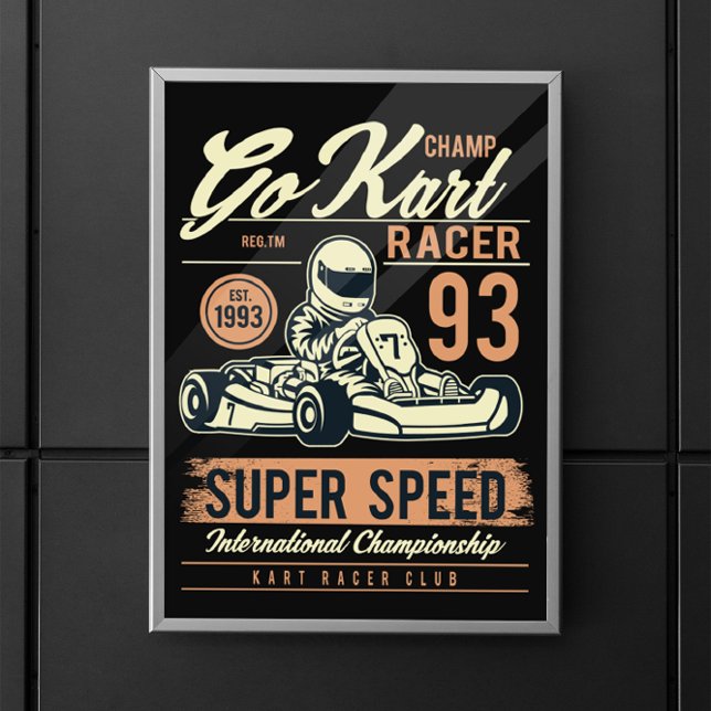 Poster Vintage Go Kart Racing (go kart racing vintage poster)