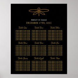 Poster Vintage Gold Foil Dragonfly Seating Chart
