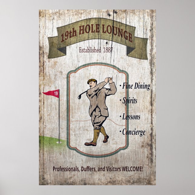 Poster Vintage Golf Club Sinal (Frente)