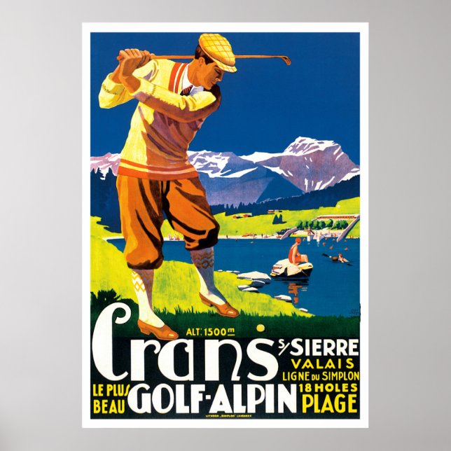 Póster Vintage Golf na Suiça (Frente)
