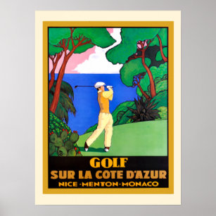 Póster Vintage Golf Sur La Cote d Azure
