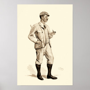 Poster Vintage Golfer com Tubo de Cigarro e Boots