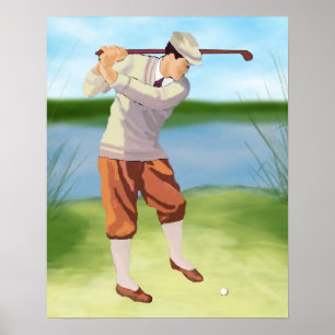 Póster Vintage Golfer pelo Riverbank