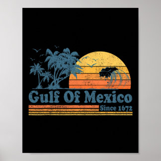 Poster Vintage Golfo Do México Desde 1672, Retro Beach Su